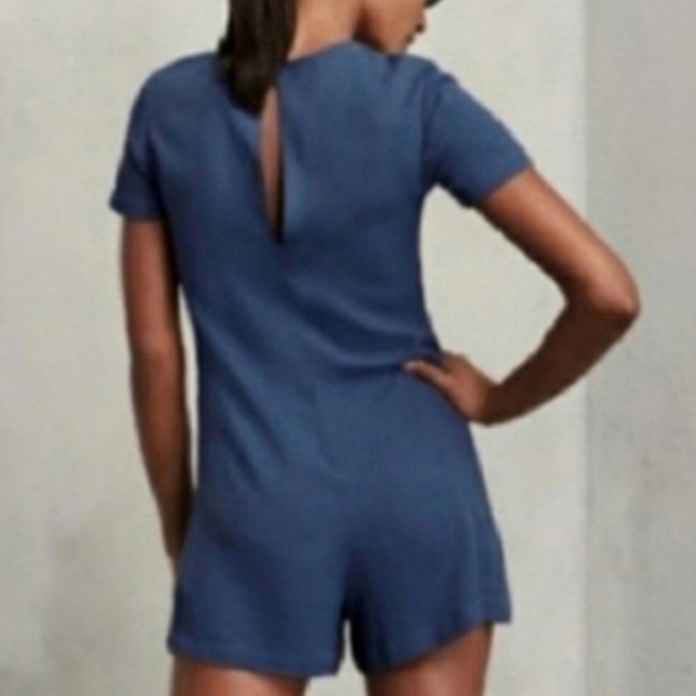 Reformation Blue Lace Up Jumper
